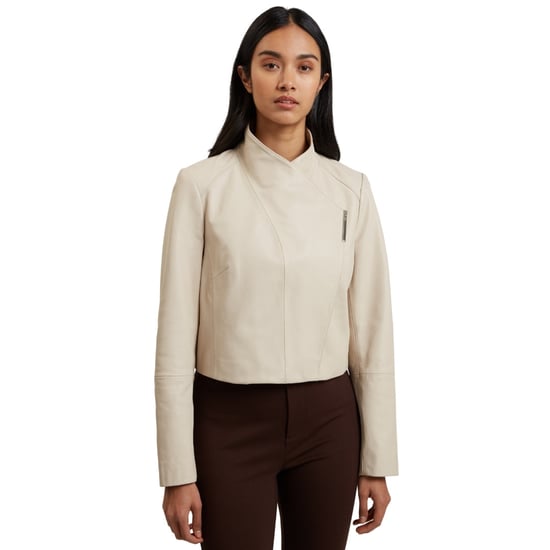 Chaqueta Cruzada Corta De Cuero Color Marfil De Ted Baker Riyoze - Image 3