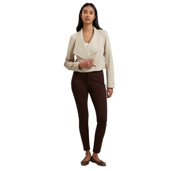 Chaqueta Cruzada Corta De Cuero Color Marfil De Ted Baker Riyoze - Image 4
