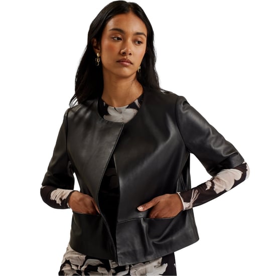 Chaqueta De Cuero Negra De Manga Corta Con Frente Abierto De Ted Baker Obino - Image 4