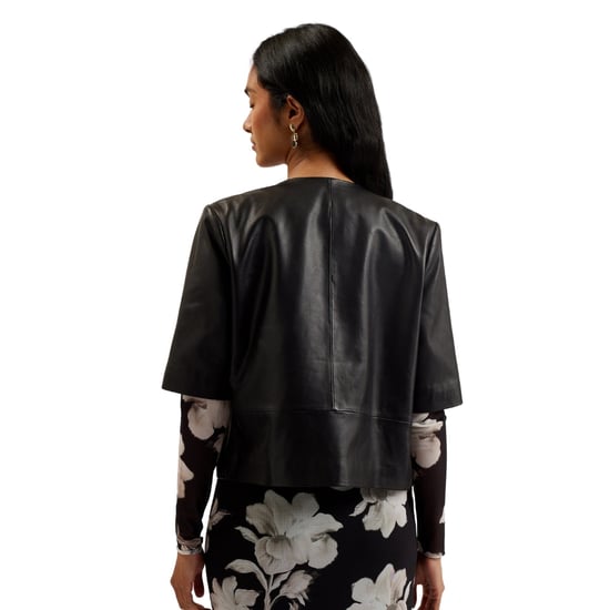 Chaqueta De Cuero Negra De Manga Corta Con Frente Abierto De Ted Baker Obino - Image 5