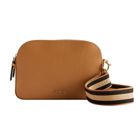 Bolso Para Cámara De Cuero Con Correas De La Marca Ted Baker Darcelo, Color Topo - Image 1