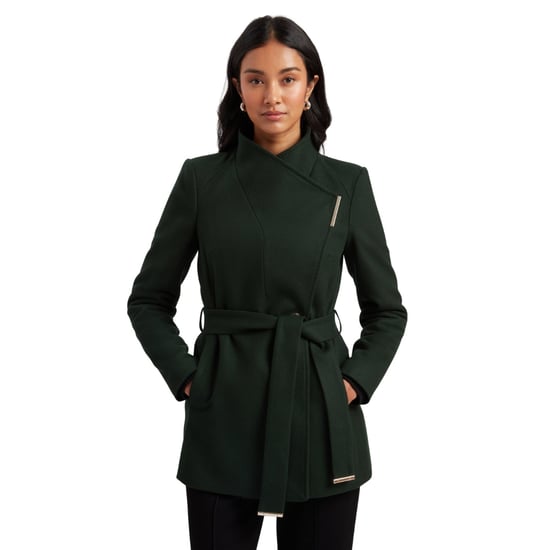 Abrigo Corto Cruzado De Lana Verde Oscuro Con Cinturón De Ted Baker Ross - Image 2