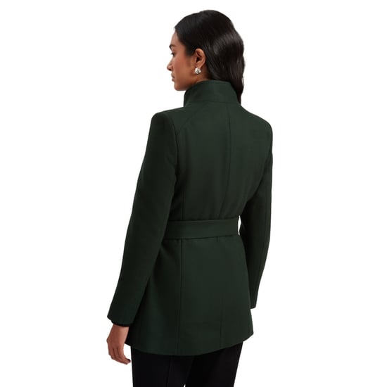 Abrigo Corto Cruzado De Lana Verde Oscuro Con Cinturón De Ted Baker Ross - Image 4