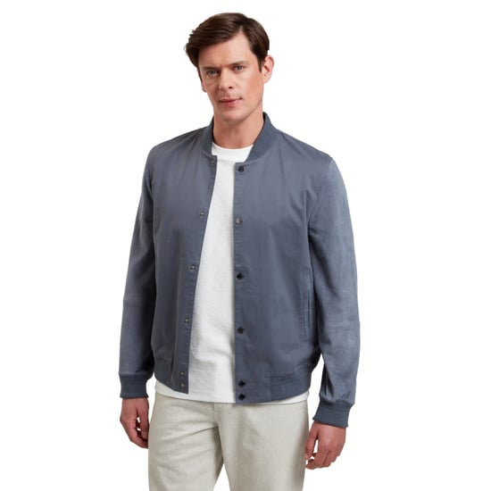 Chaqueta Bomber Azul De Sarga De Algodón Y Ante De Ted Baker Liams - Image 4