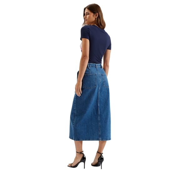 Falda Midi De Mezclilla Azul Heloda De Ted Baker Con Abertura Central - Image 4