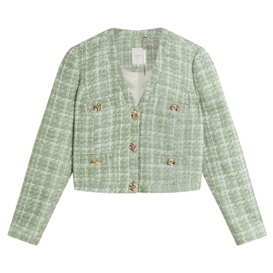 Chaqueta Corta De Bouclé Con Botones Y Cola De Rosa Koma De Ted Baker, Color Verde - Image 1