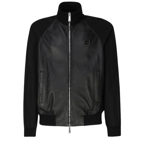 Chaqueta De Cuero Negra Dsquared2 Contrast Arms - Image 1
