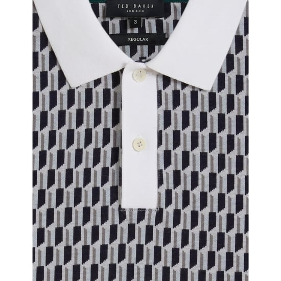 Camisa Polo Regular Fit Geo de Ted Baker para Hombre en Azul Medio - Image 6