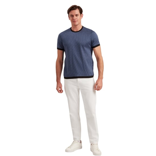 Camiseta de cuello redondo de fit regular para hombre con estampado geográfico de Ted Baker en azul oscuro - Image 3