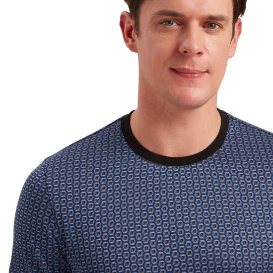 Camiseta de cuello redondo de fit regular para hombre con estampado geográfico de Ted Baker en azul oscuro - Image 5