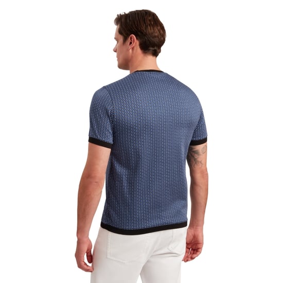 Camiseta de cuello redondo de fit regular para hombre con estampado geográfico de Ted Baker en azul oscuro - Image 6