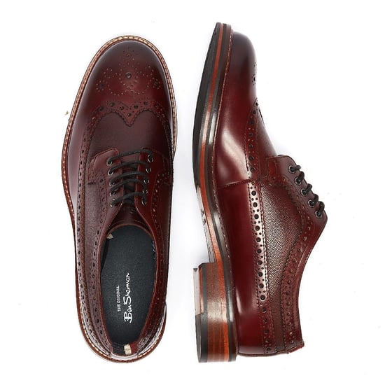 Ben Sherman Archie Brogue Mens Burgundy Shoes - Image 6