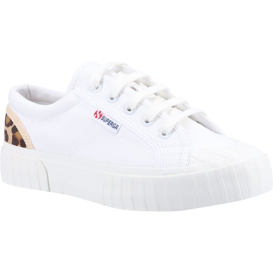 Superga 2630 Stripe Pad Leopard 100% Cotton Women's White/Leopard Trainers - Image 1