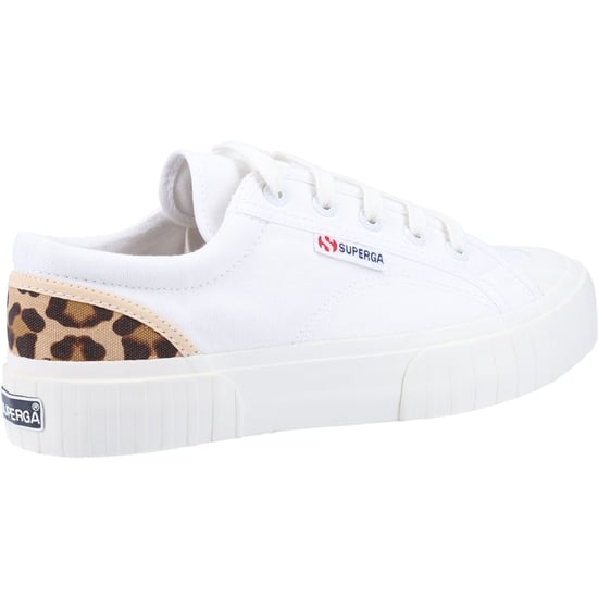 Superga 2630 Stripe Pad Leopard 100% Cotton Women's White/Leopard Trainers - Image 2
