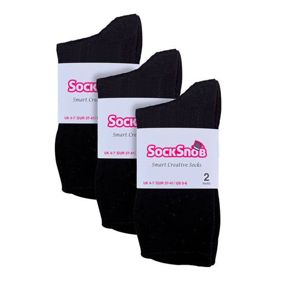 Sock Snob - 6 pares de calcetines de algodón de colores lisos para mujer - Image 2