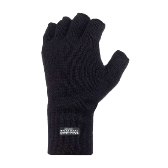 Hombres 3M Thinsulate 40 gramos de aislamiento térmico Negro Guantes sin dedos - Image 2