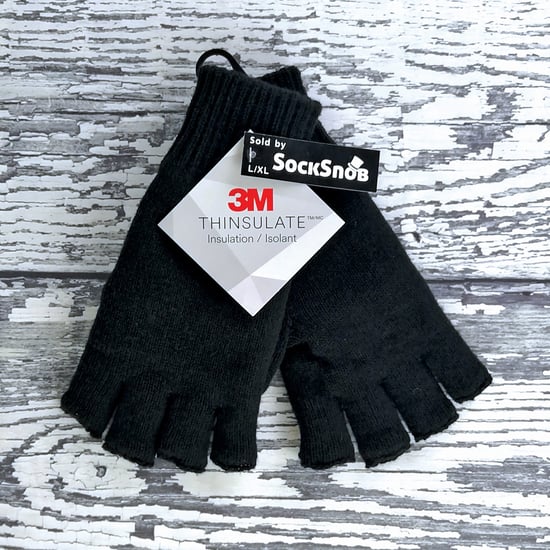 Hombres 3M Thinsulate 40 gramos de aislamiento térmico Negro Guantes sin dedos - Image 5