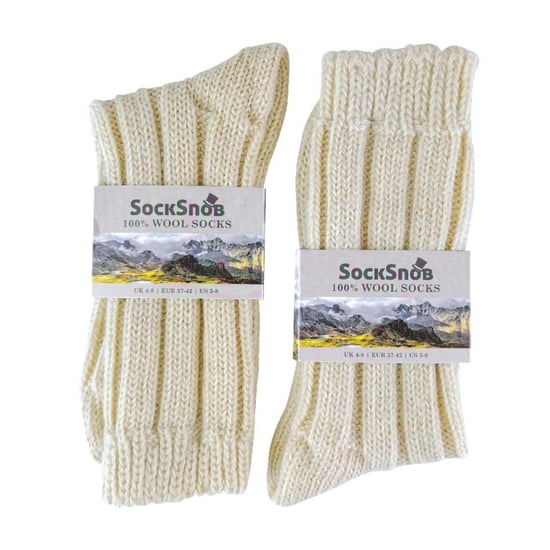 1 Par Calcetines de Cama para Mujer de Punto Suave y Ligero 100% Pura Lana - Image 2