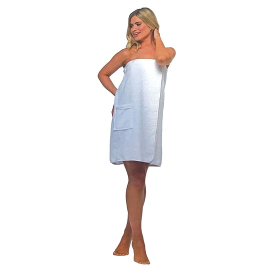 Womens 100% Algodón Terry Cloth Spa Toalla de Baño Wrap Vestido con Bolsillo - Image 4