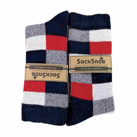 Sock Snob - Calcetines de lana transpirables con estampado de cuadros para mujer - Image 2