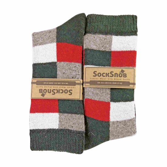 Sock Snob - Calcetines de lana transpirables con estampado de cuadros para mujer - Image 2