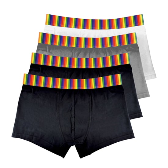 4 Pack Mens Multipack Soft Cotton Novelty Striped Rainbow Boxer Shorts Underwear - Rainbow - Image 3