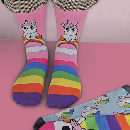 Calcetines de rayas de unicornio arco iris para mujer | 3 Pares | Sock Snob - Image 4