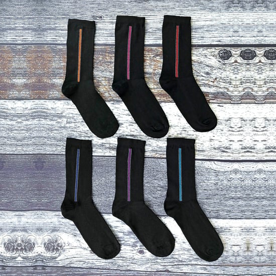 6 pares de calcetines de algodón con estampado de colores para hombre - Image 4