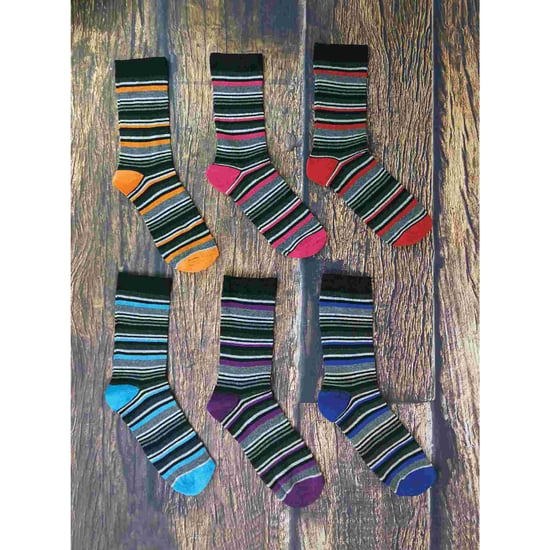 6 pares de calcetines de algodón con estampado de colores para hombre - Image 2