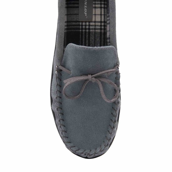 DUNLOP - Mocasines de piel de ante con forro polar para hombre (12, Gris) - Image 2