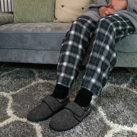 Pantuflas de Velcro para Hombre | Dunlop | Memory Foam | Orthapedic | Easy Close | House Bedroom Indoor - Charcoal - Image 3