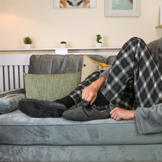 Pantuflas de Velcro para Hombre | Dunlop | Memory Foam | Orthapedic | Easy Close | House Bedroom Indoor - Charcoal - Image 5