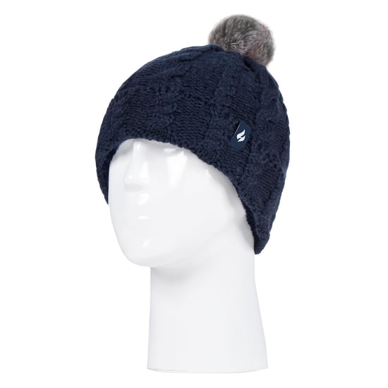 Heat Holders - Set de gorro y guantes para niña - Gorro con puño vuelto y guantes de punto estilo cable - Azul marino - Image 3