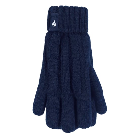 Heat Holders - Set de gorro y guantes para niña - Gorro con puño vuelto y guantes de punto estilo cable - Azul marino - Image 4