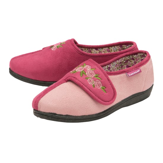 Dunlop - Pantuflas de velcro florales de espuma viscoelástica ajustables para señoras mayores - Image 3