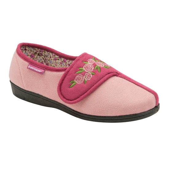 Dunlop - Pantuflas de velcro florales de espuma viscoelástica ajustables para señoras mayores - Image 4