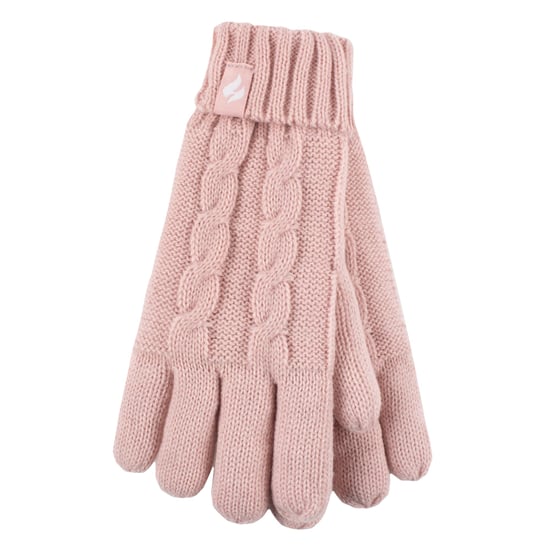 Heat Holders - Set de gorro y guantes para niña - Gorro con puño vuelto y guantes de punto estilo cable - Rosa oscuro - Image 4