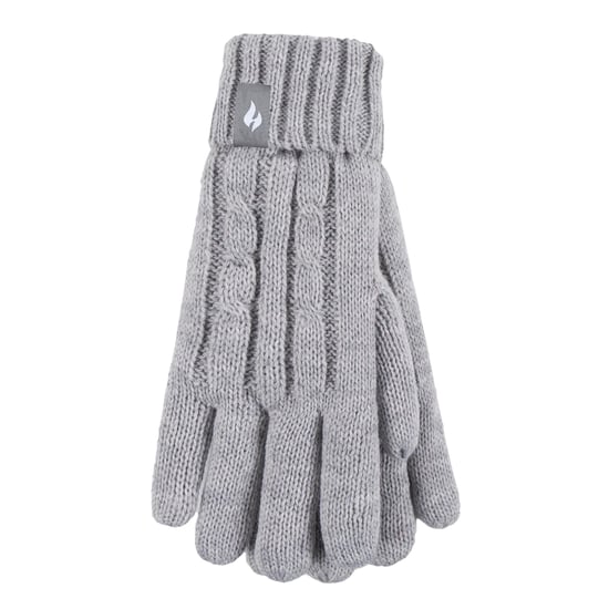 Heat Holders - Set de gorro y guantes para niña - Gorro con puño vuelto y guantes de punto estilo cable - Frost Grey Melange - Image 4