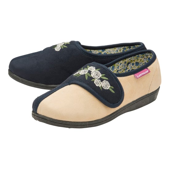 Dunlop - Pantuflas de velcro florales de espuma viscoelástica ajustables para señoras mayores - Image 3
