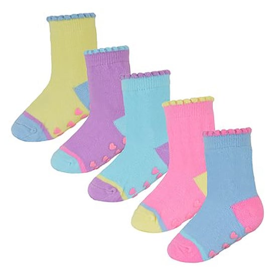 Calcetines antideslizantes para bebé niña con talones y dedos | Paquete de 10 pares | Calcetines suaves y bonitos con agarres - Estilo 1 - Image 4