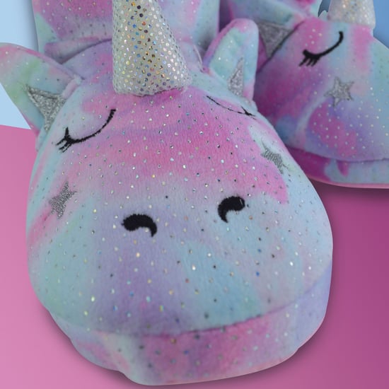 Niños 3D Rosa Unicornio Zapatillas Botas | Arco Iris Novedad Botines para Niñas - Rosa - Image 3