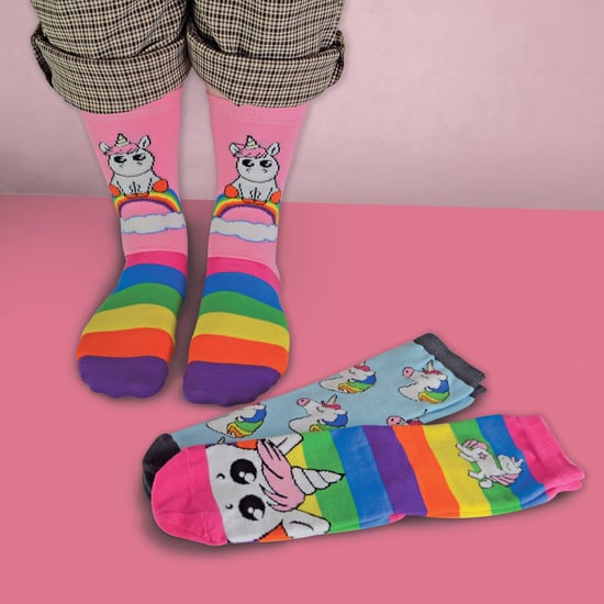 Calcetines de rayas de unicornio mítico con el tema del arco iris para niñas, paquete de 3 unidades - Image 4