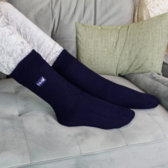 3 Pares Multipack Niños Calcetines Térmicos | THMO | Ribbed Soft Top Fleece Fluffy Inner Warm Socks for Boys & Girls - Azul Marino - Image 4