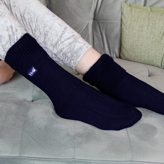 3 Pares Multipack Niños Calcetines Térmicos | THMO | Ribbed Soft Top Fleece Fluffy Inner Warm Socks for Boys & Girls - Azul Marino - Image 5