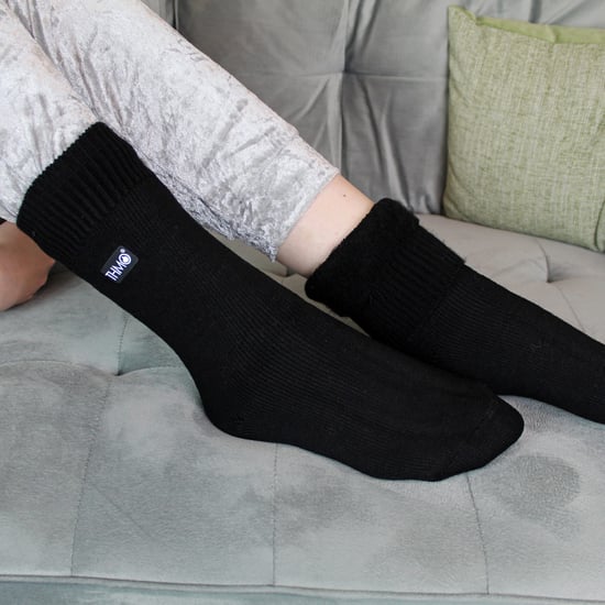 3 Pares Multipack Niños Calcetines Térmicos | THMO | Ribbed Soft Top Fleece Fluffy Inner Warm Socks for Boys & Girls - Negro - Image 3
