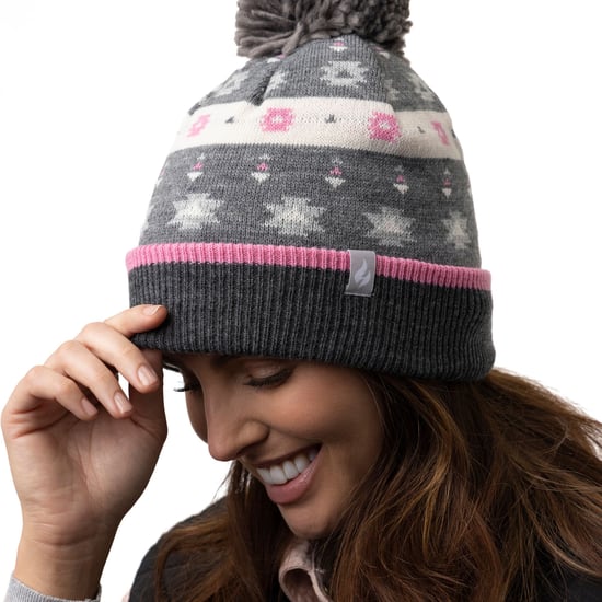 Heat Holders - Gorro de invierno de punto con forro polar y pompones - Rosa / Gris - Image 3