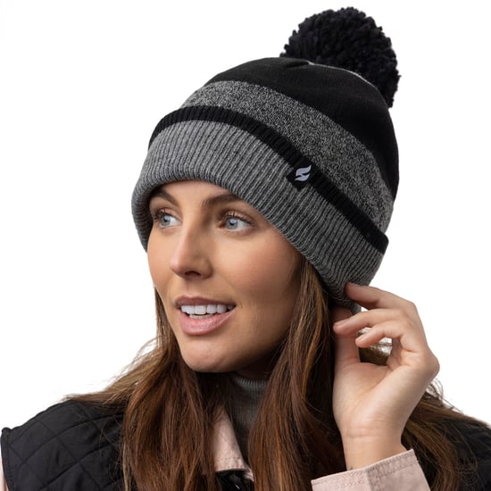 Heat Holders - Gorro de invierno de punto con forro polar y pompones - Rosa / Gris - Image 4