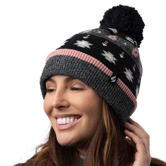Heat Holders - Gorro de invierno de punto con forro polar y pompones - Rosa / Gris - Image 5