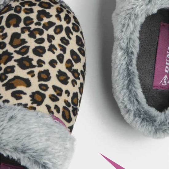 Dunlop - Ladies Cute Cosy Plush Memory Foam Knitted Slippers With Open Back Mules - Image 3