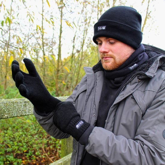 Juego de gorro y guantes Thinsulate para hombre | THMO | Gorro y guantes de punto acrílico para invierno - Negro - Image 5
